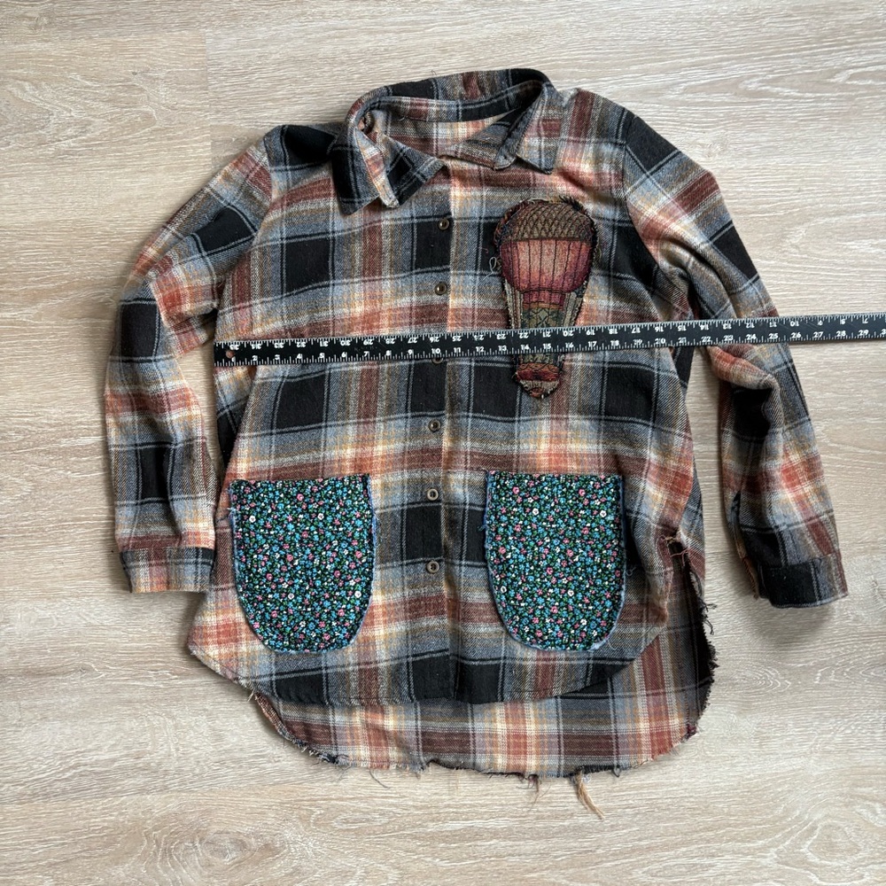 SOLD Bright Eyes Upcycled Flannel - Picture 10 of 10